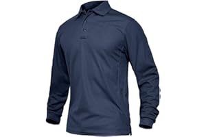 EKLENTSON Men's Polo Shirts Long Sleeve Lightweight Golf Top Quick Dry Breathable Military Tactical Work Shirts Outdoor Performance Polo