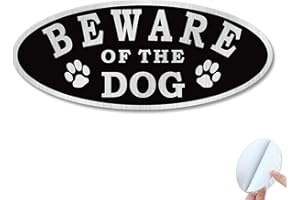 SINMAO Beware of The Dog Signs for Home Gates Yard or Fenced with Sticker Aluminium Metal Signage 7x3 Inches, Dog Sign Sticker, Beware of Dog Signs for Door Indoor or Outdoor