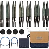 KnitPro Set değiştirilebilir yuvarlak &ouml;rg&uuml; şişleri Indigo Wood Short, 3,00 mm - 6,00 mm