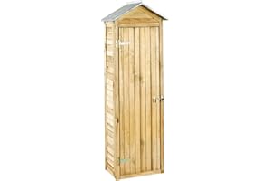 Armoire de rangement pour jardin MERINA Jardipolys | 61,5 x 54 x 180 cm | 0,25 m² | Abri de jardin avec porte verrouillable avec loquet | Remise pour outils avec 2 étagères | Petite armoire murale de jardin avec toiture bitumée étanche