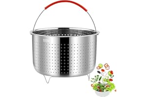 SVUPUE Cesta de Vapor Acero Inoxidable, Vaporera de Acero Inoxidable 304, OD 17,6 cm, Forro de Acero Inoxidable para Vaporera con Mango de Silicona, para Vaporizar Verduras, Frutas y Huevos, 3L