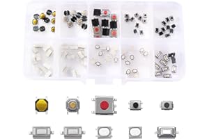 VooGenzek 100 Piezas 10 Tipos Táctil Botón Microinterruptor Táctil Surtido Kit, Electronica Microinterruptores Pulsador, para Coche Control Remoto Llave