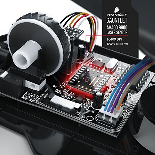 titanwolf       16000  DPI USB rat  n l  ser MMO Gaming   18  botones   alta precisi  n   configurable LED Iluminaci  n de color   Tecnolog  a de sensor Avago   MMO Gaming   incl  Software  botones programables    hasta 30  g de aceleraci  n   Conectores Chapados   dise  o ergon  mico   Plug   Play