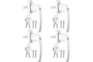 AUTOUTLET 4PCS Poignées de Fenêtre Verrouillable à Clé en Aluminium Blanc Poignée de Porte de Balcon Windows avec 8 PCS Vis et 8 PCS Clés Convient à Toutes Les Fenêtres et Portes de Balcon Courantes