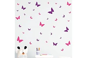 CREATIVASS Vinilo Decorativo Pared Infantil Mariposas Vinilo Adhesivo Cristales Muebles Cocina Salón Dormitorio Comedor Pegatina Ventana Habitación Espejo Vinilo Infantil (20x30, VARIOS LILAS (36 UNIDADES))