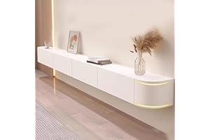 SZKTHD Mueble De TV Flotante Mueble De TV De Pared para Sala De Estar Mueble De TV Suspendido con Cajones Consola Multimedia para TV(Blanco,240CM/94.5IN)