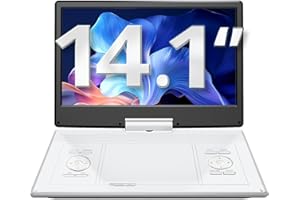 Yoton Reproductor de DVD portátil de 16,9 Pulgadas, Pantalla giratoria HD de 14,1 Pulgadas, DVD para Coche, Tiempo de reproducción de batería de 4 a 6 Horas, Compatible con USB/SD/AV/Gamepad