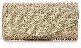  VINCENT PEREZ, Clutch, Abendtaschen, Umhängetaschen, Unterarmtaschen, Strassstein-Dekoration, 23x12x6 cm (B x H x T), Farbe:Gold