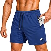 LORSPORTCH Men's Gym Shorts Running Sports Zipper Pockets