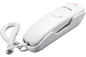 Ornin T102 Trimline Corded Telephone, Wall mountable, Last Number Redial, Mute, M1/M2 One Touch Memory, Ringer Volume Adjustable(White)-UK Version