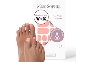 Miss Sophie Pedi Wraps – Albicot Tree Pedicure – tinta unita, albicocca, nail wraps for pedicure – 27 pellicole autoadesive ultra sottili di lunga durata
