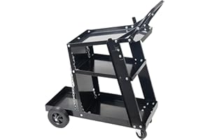 NECALON GRANDMA SHARK Multifunction Welding Repair Tool Cart, Plasma Cutting Mig Tig Arc Storage, Welding Car with Handrail (Black)