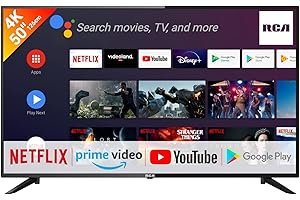 RCA RS50U2 Android Television 50 Pouces (127 cm) 4K avec Dolby, HDR, Google Assistant, Chromecast, Netflix, Prime Video, Disney+, Google Play Store, Bluetooth, WiFi, Triple Tuner