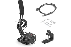 DYNO RACING 64Bit PC/PS4/PS5 USB Handbrake Upgrade SIM Racing Games Handbrake Compatible with Logitech G29 G27 G25 G920 T300 1.8M Cable/With Fixing Clip/Reinforced Spring black