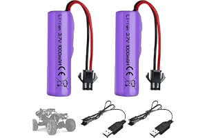YUNIQUE GREEN-CLEAN-POWER 2 Li-Ion-batterier 3,7 V 1 000 mAh med SM-2P-kontakt + 2 USB-laddare – uppladdningsbara batterier för radiostyrda bilar, båtar, robotar och leksaker