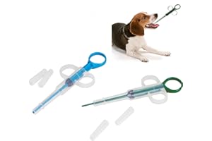 katmerio Tabletteneingeber 2 Stück Tabletten Feeder Tablettenteiler Haustier Medikamenten Spritze Wiederverwendbare Pet Pusher Tablettengeber für Katzen kleine Hunde