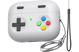 Delidigi Cover AirPods Pro 2 Retro Handheld Game Console Design Custodia protettiva in silicone con portachiavi con cordino Compatibile con AirPods Pro 2 Generazione 2022/2023 (USB-C) (Grigio Chiaro)