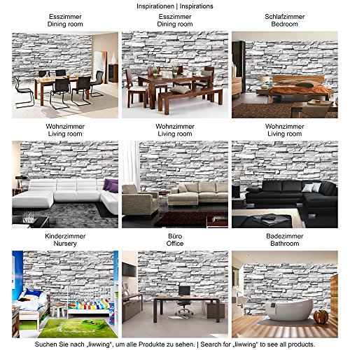 Vlies Fototapete 400×280 cm PREMIUM PLUS Wand Foto Tapete Wand Bild Vliestapete – NOBLE STONE WALL – GREY – Steintapete Wandbild Steinwand Steintapete Asia Stone Asien – no. 132 - 5