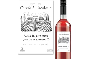 MIMI GRANDIT Étiquette autocollante pour bouteille de vin, Demande en témoin de mariage, Annonce demoiselle d'honneur, garçon d'honneur, Idée cadeau souvenir original (Garçon d'honneur)