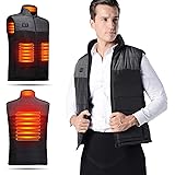 Wigoshopping.com Gilet Chauffant électrique Homme Femmes 4 zones réchauffeurs Chargement USB ultraléger Contre Froid pour Ski