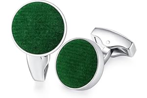 HONEY BEAR Men's Wedding Cotton Fabric Velvet Cufflinks Cuff Links Round