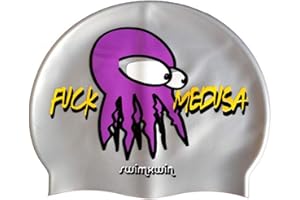 SWIMXWIN Gorro de Silicona Fuck Medusa | Gorro de Natación| Gorro de Piscina | Alta Comodidad y Adherencia | Diseño y Estilo Italiano