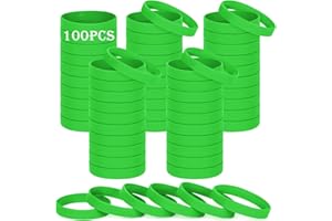 HONTIUS 8'' Braccialetti In Gomma, 100 Pezzi Braccialetti In Silicone, Verde Vuoto Elastici di Gomma per Uomo Donna Scuola Insegnante Squadra Festa