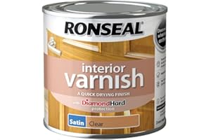 Ronseal RSLIVSCL250 Interior Varnish Quick Dry Satin Clear, 250 ml