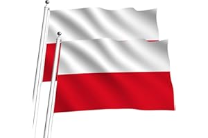 UOQO Polen-Flagge, groß, 90 x 150 cm, Banner, Dekorationen für die Euro-Europameisterschaft 2024 und internationale Spiele von Paris, für Innen- und Außenbereich, Dekoration, Flaggen der Welt, 2 Stück