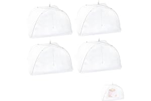 LOUUUOU 4 PCS Food Covers Mesh Pop Up, Food Net Cover Foldable Cake Net Cover Fruit Bowl Covers for Outdoor Camping Picnics Parties BBQ
