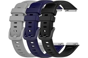 Chofit Pasek kompatybilny z Huawei Band 7, miękki silikonowy sportowy pasek zastępczy na nadgarstek bransoletka z metalowymi złączami do Huawei Band 7, 3-pak