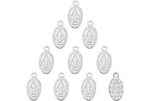 UNICRAFTALE 10 pcs 304 Pendentifs en Acier Inoxydable Ovale avec Vierge Marie Balancent Charme Pendentifs D'Atterrissage pour la Fabrication de Bijoux 12.5x6.5x1.5 mm