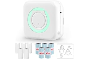 LMYSUFI Mini imprimante de Poche sans Fil, imprimante Thermique Bluetooth avec 10 Rouleaux de Papier Thermique Portable pour Photos et Notes pour Smartphones iOS/Android (B)