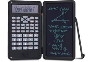 NK Calcolatrice scientifica a 240 funzioni, Lavagna da 6 pollici, Penna elettronica inclusa, Coperchio protettivo, Pulsante di controllo, Batteria 1 x CR2025, colore nero