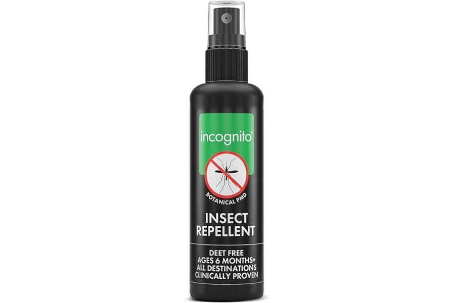Incognito Insect Repellent Spray, 100ml - Natural DEET Free, Shields from Wide Range of Biting Insects. Clinically proven protection from Ticks & Dengue carrying mosquitoes, Organic Mosquito Repellent