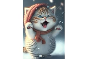 QENSPE 5D Peinture Diamant Adulte, Chat Diamond Painting Complet Chat Diamant Kit Enfants, DIY Diamant Strass Point de Croix Cristal Painting pour Murale Décoration 30x40cm Chaton Mignon