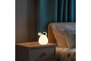 M mimotec - Lampada da comodino touch per bambini a forma di topo, temperatura calda (3000K) + temperatura fredda (6500K), design creativo ideale per bambini con finitura opale. LM9204
