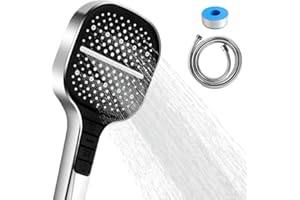 CKABELLY Shower Head, 8 Modes Shower Head High Pressure, Universal Shower Head with Quick Adjustment of The Shower Mode by Pressing The Button for Adults, Children, Pets (Includes 1.5 Hose)