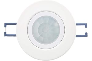 HUBER MOTION 22 Detector de movimiento PIR 360° para interiores I Detector de movimiento empotrado con lente plana - apto para LED, sensor de movimiento, apto para enchufe GU10, tecnología de 3 hilos