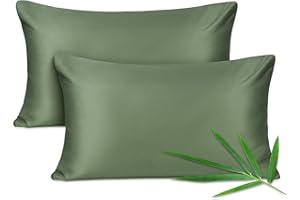 Joyhabit Bamboo Cushion Cover, 40 x 80 cm, 100% Pure Natural, Soft and Silky for Baby, Vegan and Environmentalists, Pack of 2, Moss Green