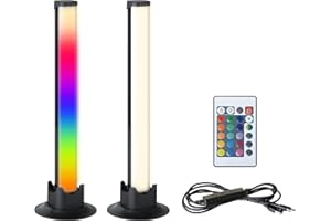 Eglo Lot de 2 barres LED pour gaming room, lampes de table multicolores avec effets lumineux, lumière d'ambiance avec sync musicale, télécommande incluse, USB, blanc chaud et RGB, noir