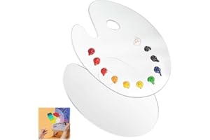 VAGAW Acrylic Paint Palette,2Pcs Painting Palette Oval Shaped Clear,artist Palette Oil Paint Mixing Palette Thumb Hole For DIY Art Craft Painting Teacher Student