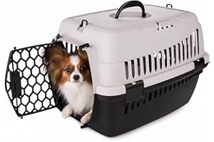 HAPPET Tiertransportbox ABBA M Grau 56x37x37 cm – Robuste, gut belüftete Transportbox aus Kunststoff für Katzen & kleine Hunde, tragbare Travel Crate & Cat Carrier