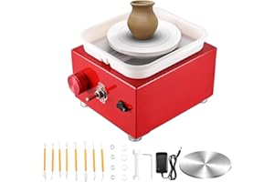 MINENICE Töpferscheibe Elektrisch,Mini Electric Pottery Wheel 6.5/10 cm Turntable,2000 U/min Einstellbare Geschwindigkeit,töpferset für Beginners und Kinder Crafts Casting Gift DIY(Rot)