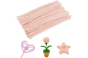 MOCASTLE 100 PCS Pipe Cleaners for Craft, Macaroon Skin Color 30cm Long, Flexible Pipe Cleaners for DIY Arts and Crafts Project, Plush Wire Bending Handcraft Decoration