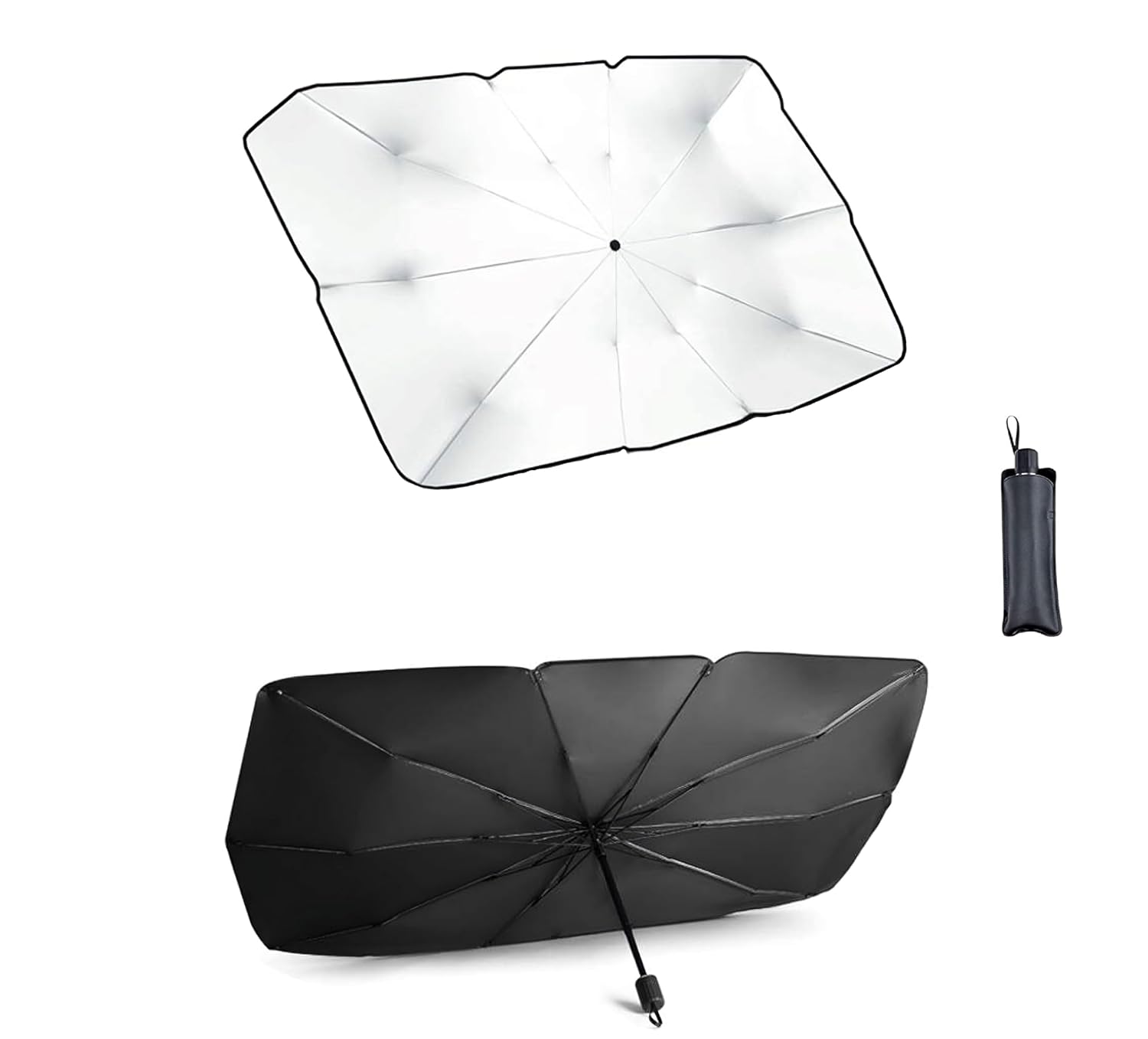 TEMPO DI SALDI Ombrello Parasole Auto Parabrezza Interno Pieghevole 130 x 75 x 1 cm, Protezione Raggi UV, Copri Parabrezza Auto Universale e Proteggi Cruscotto
