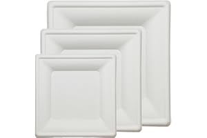 FERRARI PLASTIC FREE BIO Ferrari BIO 100/200/500/1200 Piatti Quadrati Monouso In Fibra Legnosa non Vegetale, Usa E Getta,Compostabili Biodegradabili Ecologici, Adatti Per Feste (100, Piatto Quadrato 15,8cm)