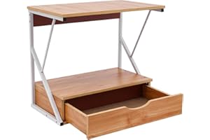 ARBGO Mikrowellen Regal, 2-Tier Holz Mikrowellenständer, Stufiges Küchenregal mikrowellenständer, mit 1 Schublade, für Schlafsäle, Wohnungen, Unternehmen und kleine Häuser, 54x35x50cm (Holz Farbe)