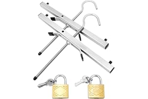 Holdfiturn 2 Pcs Ladder Clamps 43*39.5*22cm Roof Rack Clamp Lock Universal Ladder Roof Rack Lock Heavy Duty Roof Rack Clamps Lockable Safe Ladders with 2 Free Padlocks Included for Roof Rack