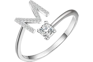 Generico Anello Donna Oro Anelli con lettera iniziale da donna Anelli con lettera iniziale delicati regolabili in argento Gioielli per donne e ragazze Fidanzamento